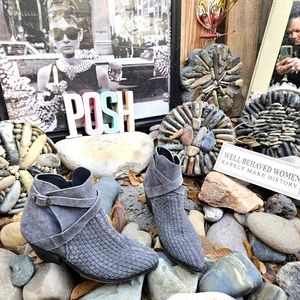 Free People woven leather ankle bootie